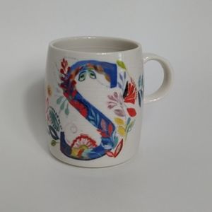 Anthropologie Petal Palette Monogram Mug "S"